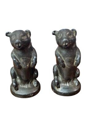 Pewter Set Of Hog Pig Metal Salt & Pepper Shaker No Bottom Plug 2.5 Inch Tall